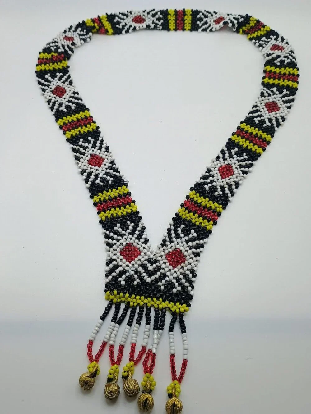 Traditional Filipino Beaded Necklace with Bell Details